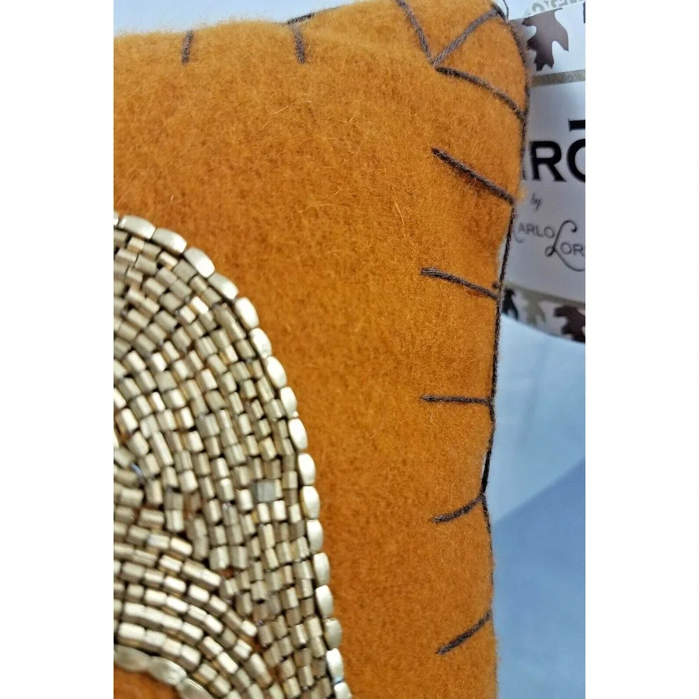 Thro Marlo Lorentz Odetta‎ Owl Decorative Beaded Owl Wool Felt 12x12 Pillow NWT